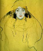Gustav Klimt en face - portratt av kvinna, oil painting